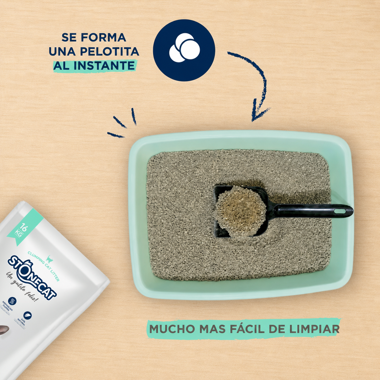 Piedras Sanitarias StoneCat Aglomera en 3 segundos | 16 kg